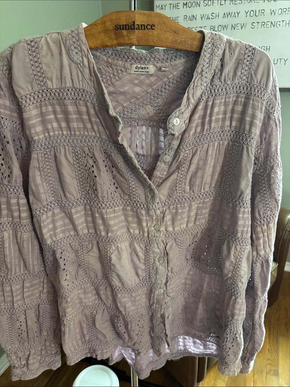 dylan dusty mauve lace-panel button-down shirt